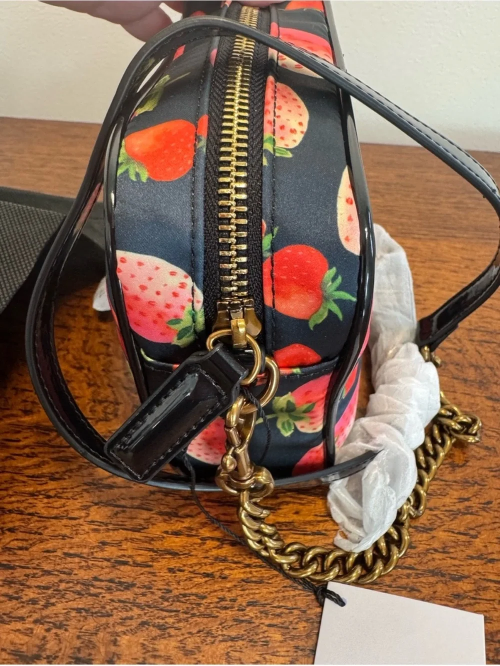 Kurt Geiger Navy Strawberry Print Crossbody Bag